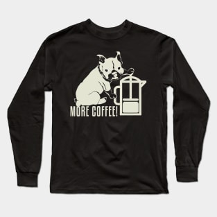 French Press French Bulldog Coffee Shirt Long Sleeve T-Shirt